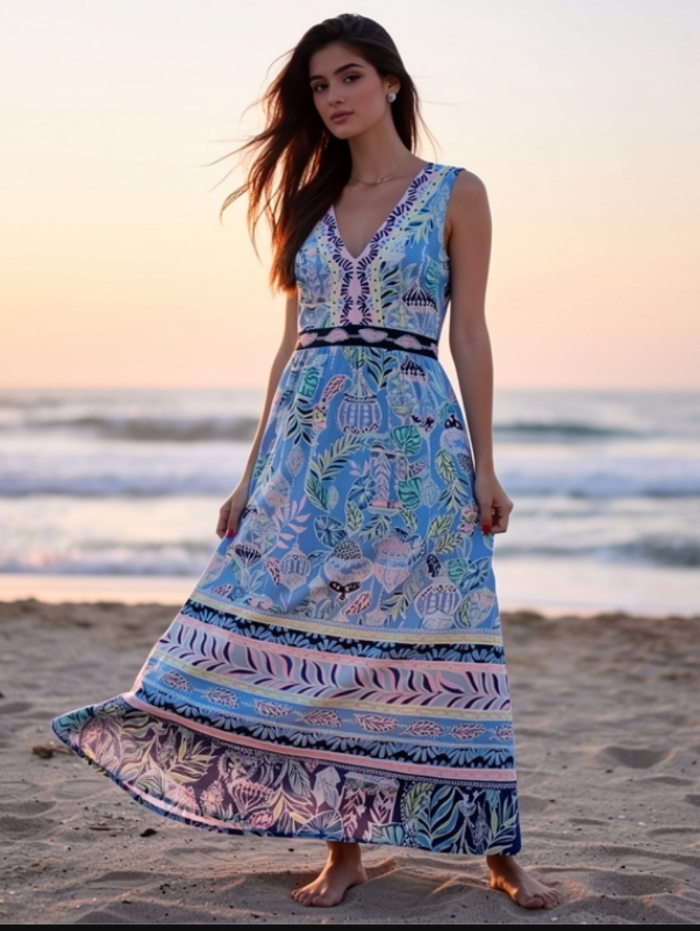 Lilly Pulitzer McKinley Maxi Dress Lapis Lanterns Blue Peri 6